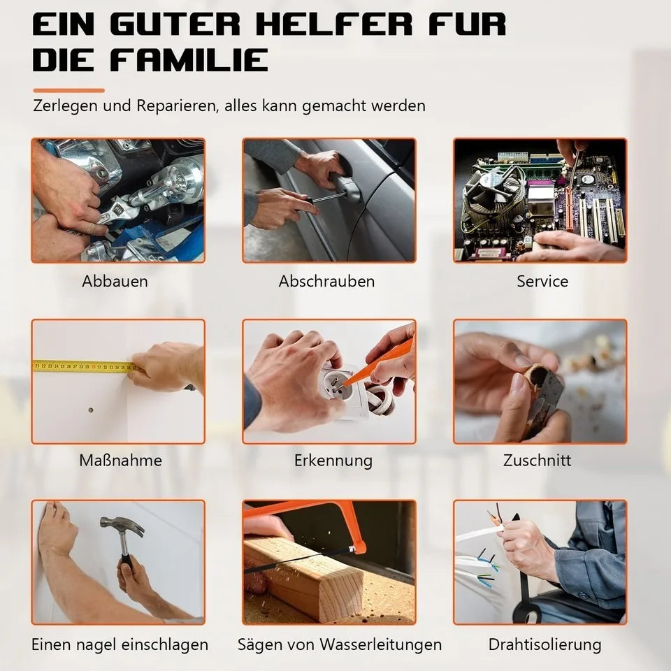43-teiliges Haushalts-Werkzeugset im Tragekoffer mit Hammer und Schraubendrehern