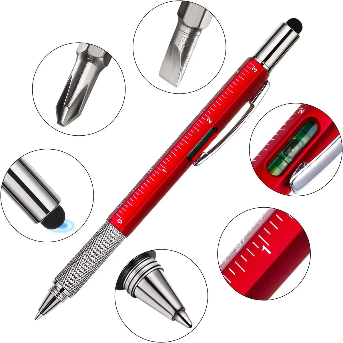 7-in-1 Multifunktionsstift mit Lineal, Schraubendreher und Wasserwaage