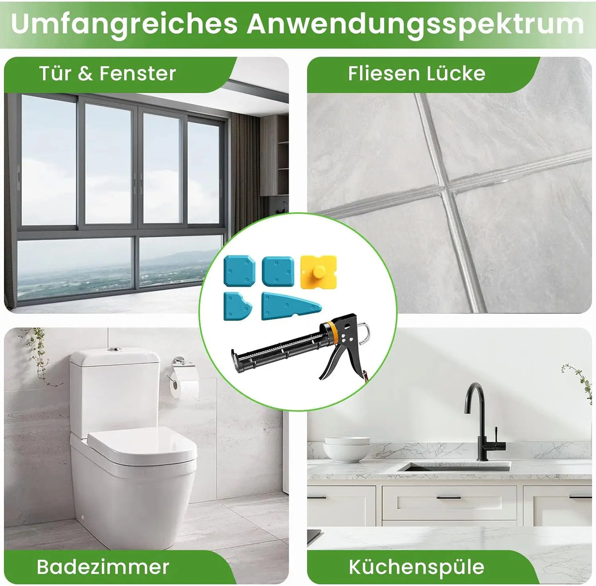 Fugenwerkzeug-Set mit Kartuschenpresse, Glättern und Schabern