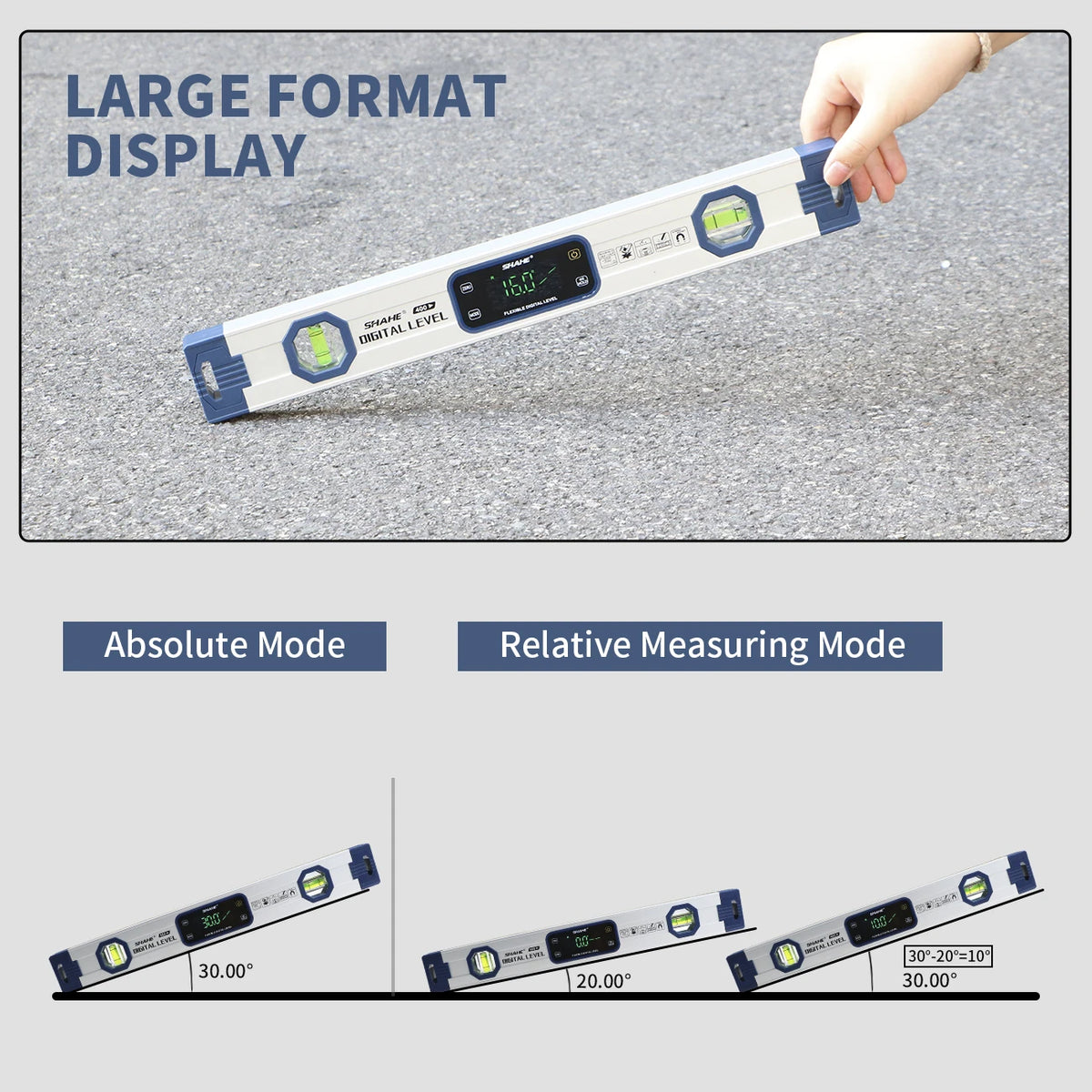 Digitale Wasserwaage und Winkelmesser mit Magnetfuß und Display