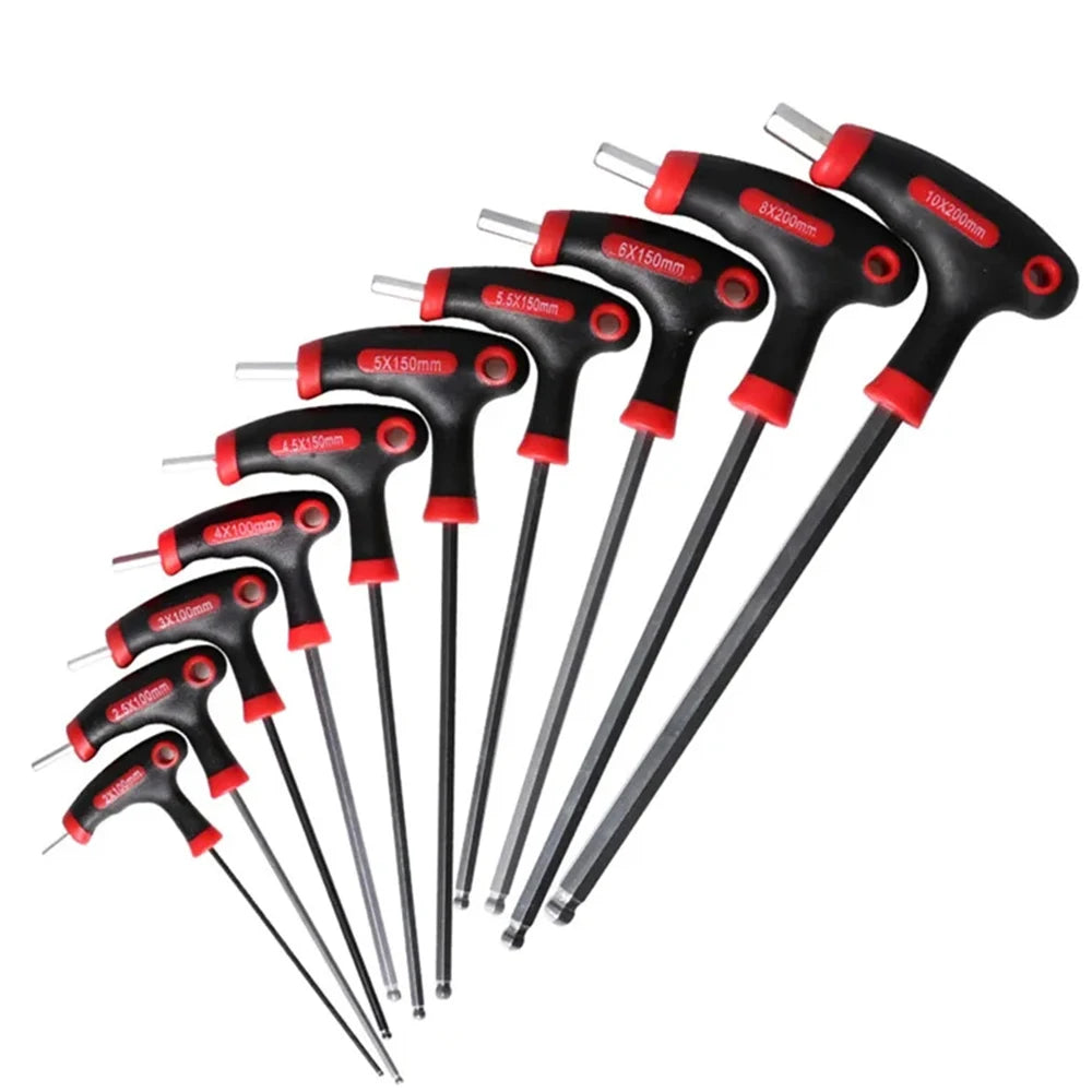 10-teiliger T-Griff-Schlüsselsatz (Innensechskant/Torx) mit Ständer