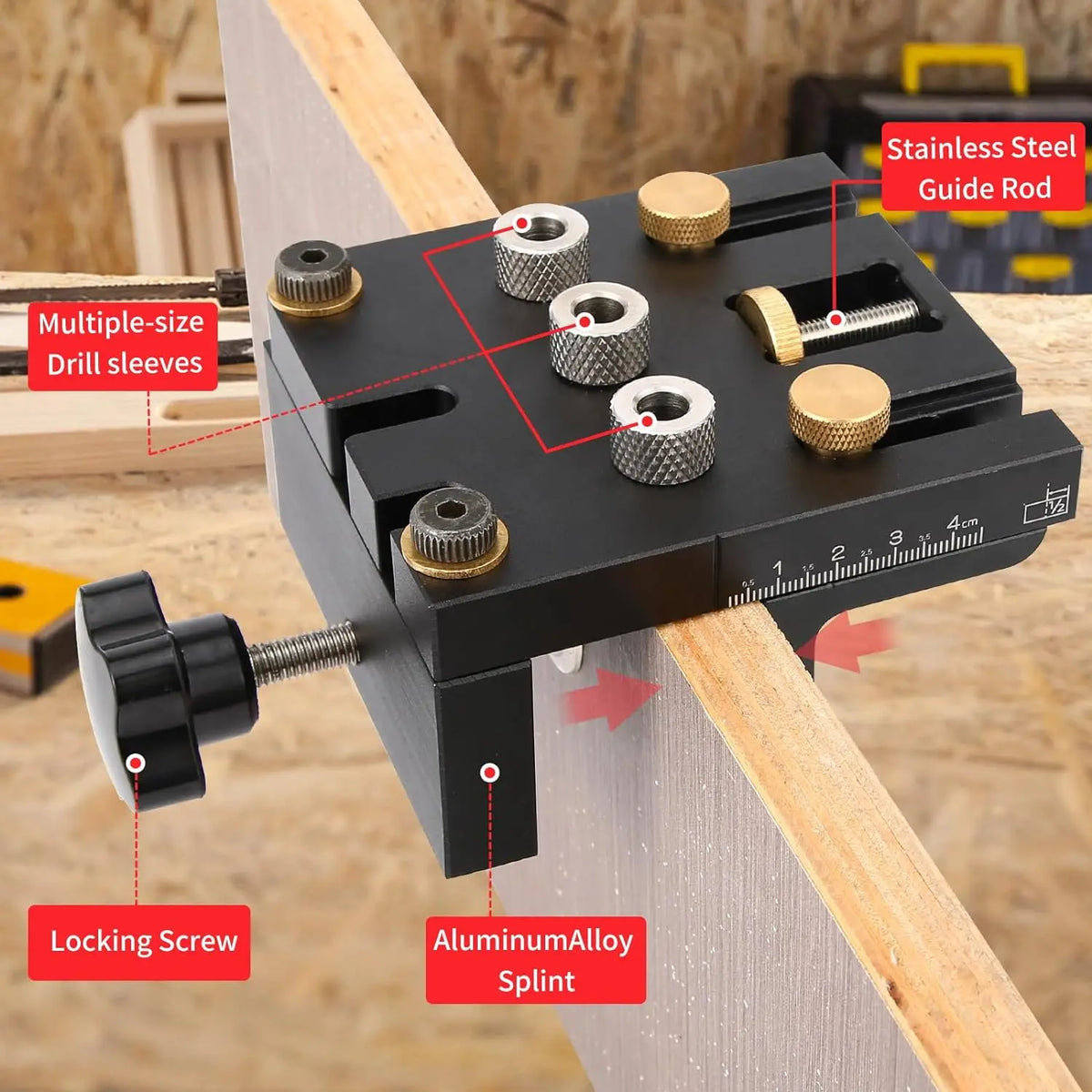Bohrlehren-Set mit Positionierclips für präzise Holzverbindungen