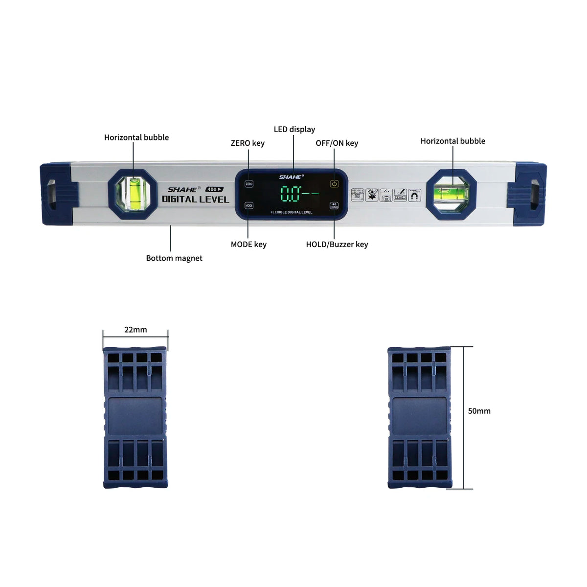 Digitale Wasserwaage und Winkelmesser mit Magnetfuß und Display