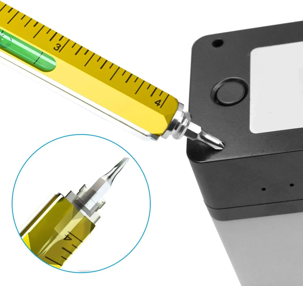 7-in-1 Multifunktionsstift mit Lineal, Schraubendreher und Wasserwaage