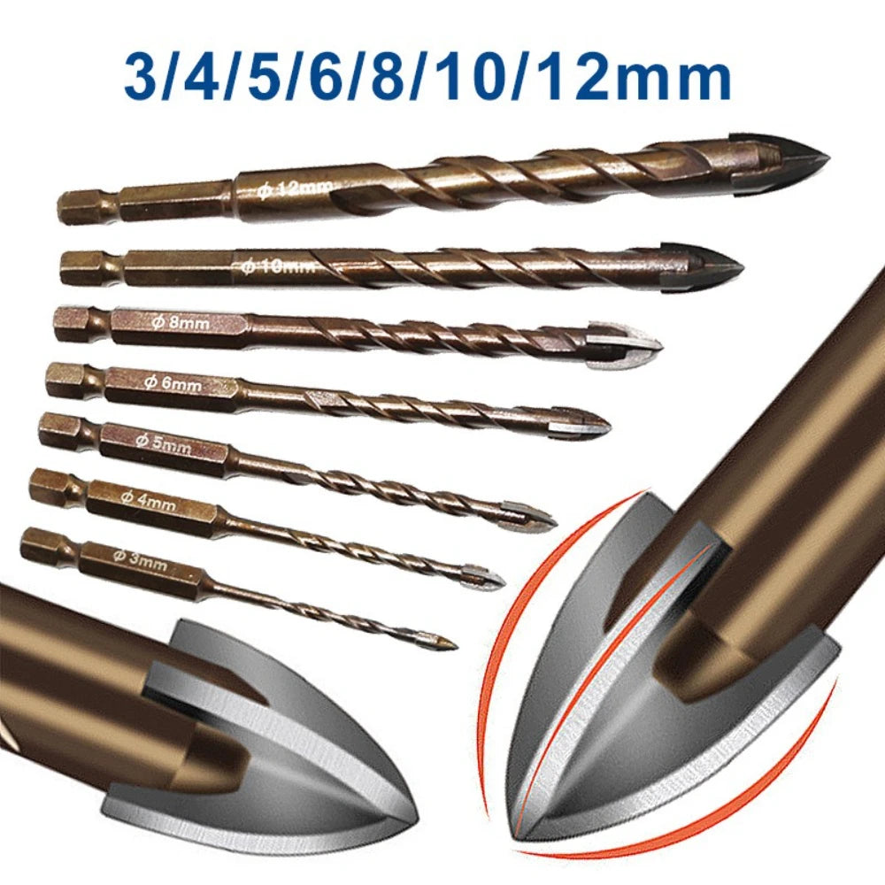 Hartmetall-Bohrer-Set mit Sechskantschaft für Fliesen und Mauerwerk