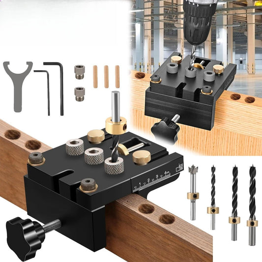 Bohrlehren-Set mit Positionierclips für präzise Holzverbindungen